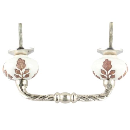 Brown Leaf Cut Flower Etched Ceramic Cut Bridge Handle Online